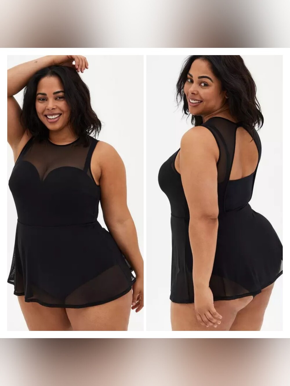 Torrid Black Mesh Overlay One Piece Swimsuit Size 1X D/DD